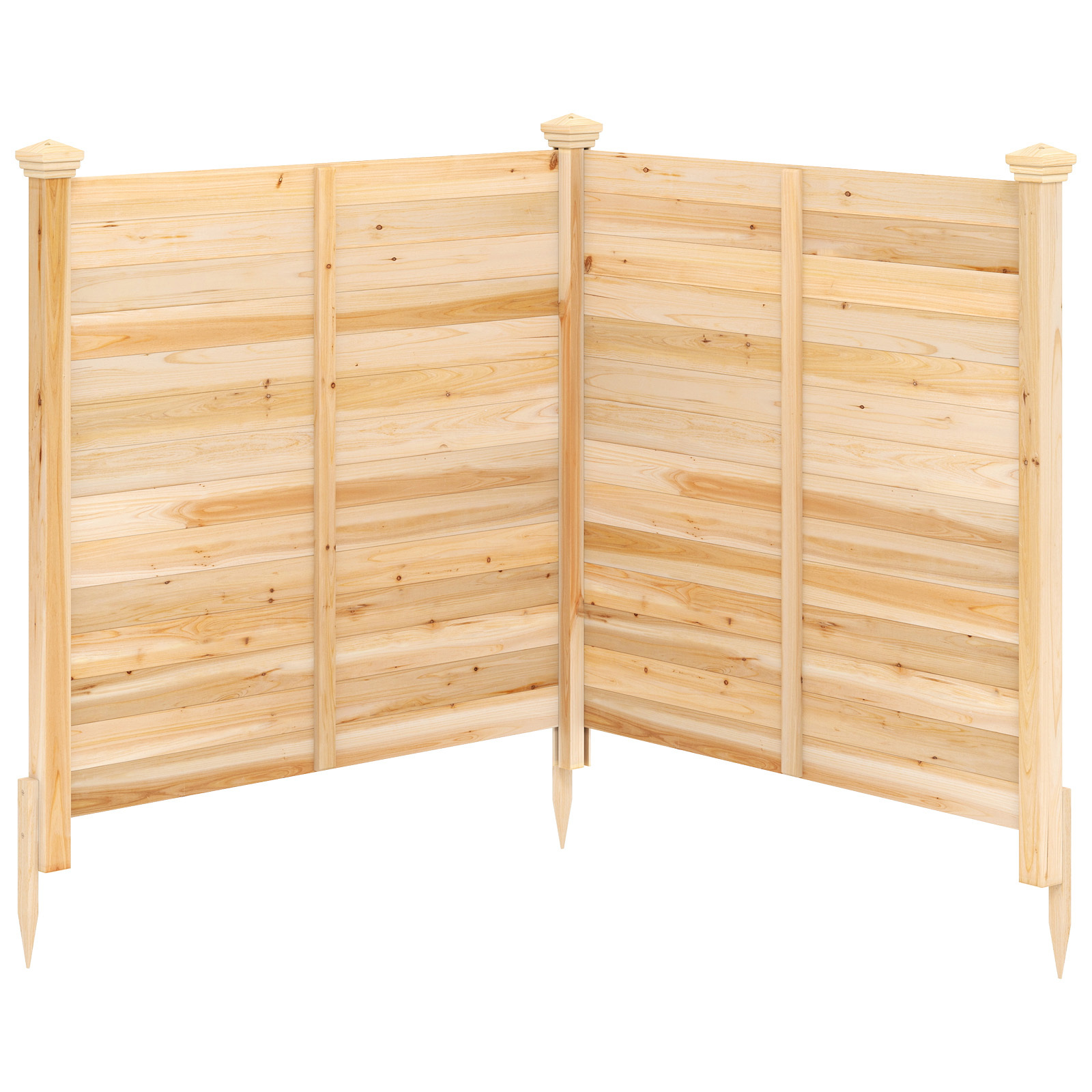 Costway Clôture de Jardin 2 Pcs Panneau Brise Vue Extérieur avec Piquets de Sol Clôture Décorative en Bois de Sapin Massif Naturel