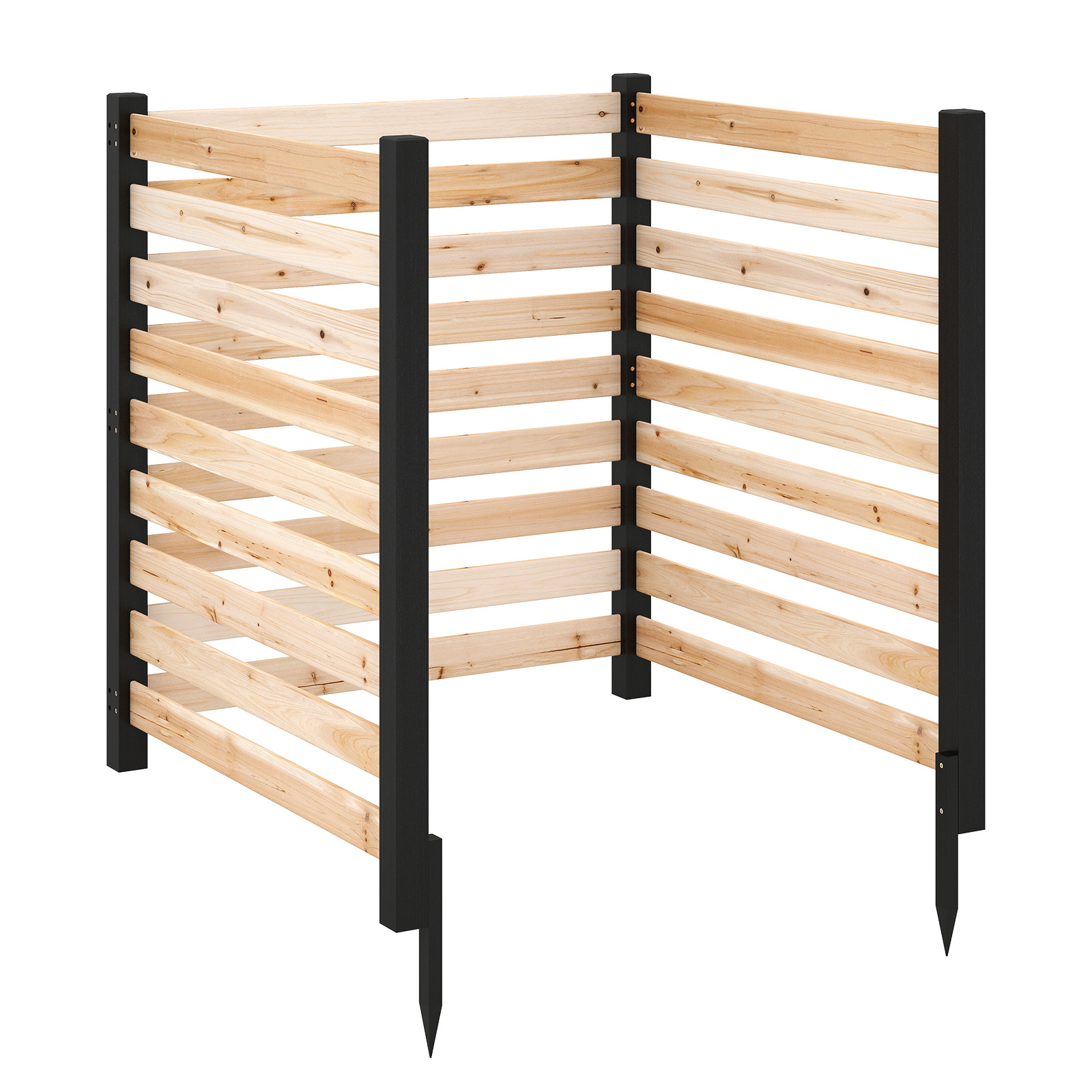 Costway Clôture de Jardin en Bois Écran d’Intimité Modulable à 3 Panneaux Panneau Brise Vue Extérieur avec Piquets de Sol Naturel