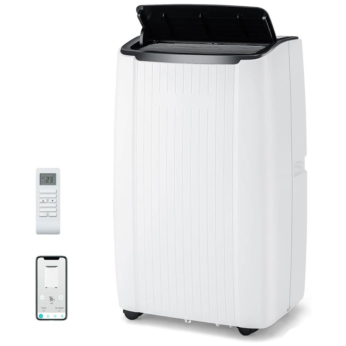 Costway Climatiseur Mobile 14000 BTU avec Refroidissement Chauffage Déshumidification et Ventilation Télécommande/Application Minuterie 24H