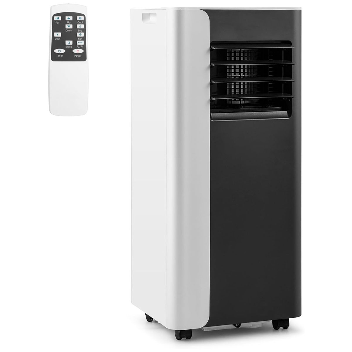 Costway Climatiseur Mobile avec Evacuation 7000 BTU Climatiseur 3 en 1 Ventilateur & Déshumidificateur & Refroidisseur avec Écran LED & Télécommande