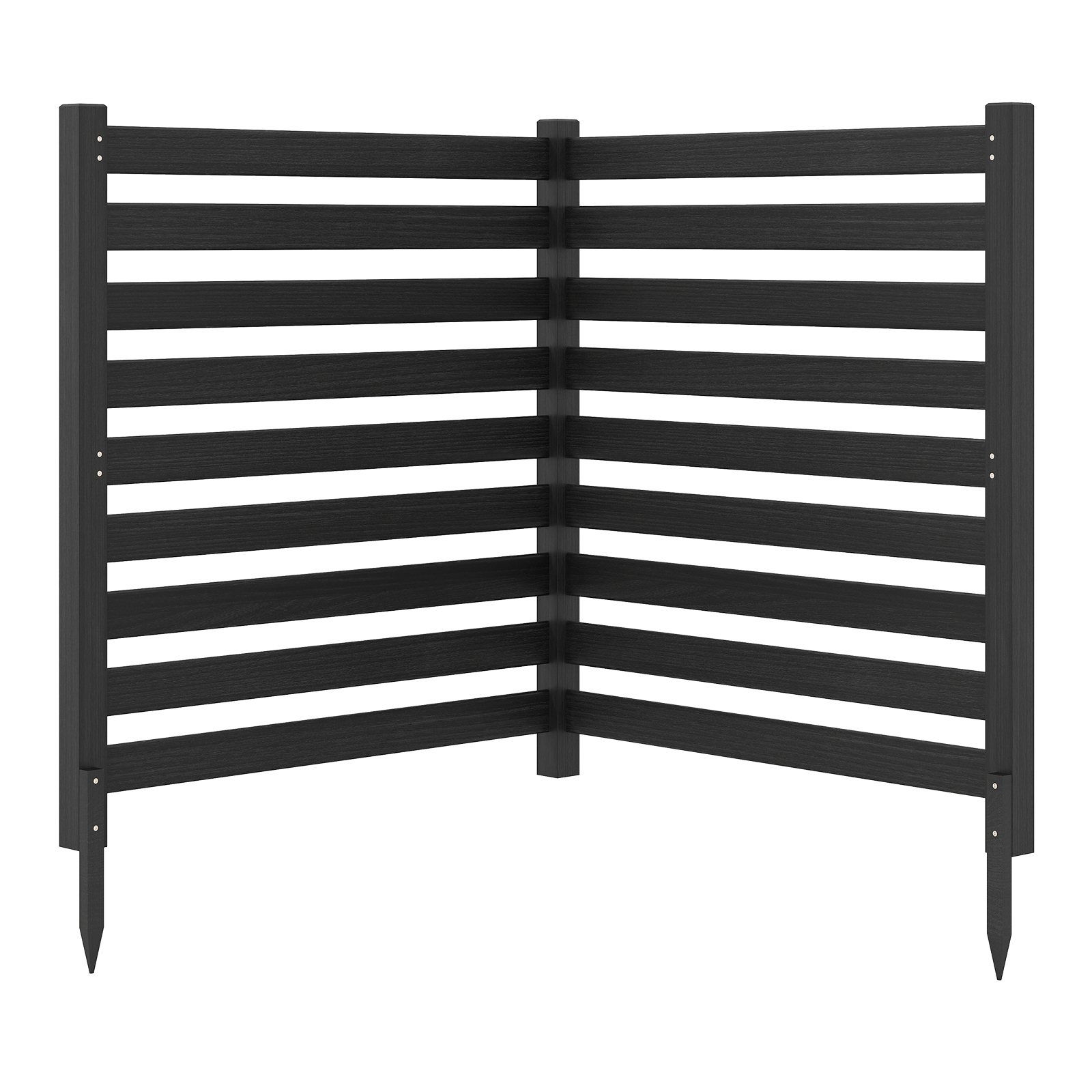 Costway Cloture Jardin Exterieur 2 Panneaux Barriere Jardin à Lattes Modulable en Bois de Sapin avec Piquets Montage Facile 99x99x107CM Noir