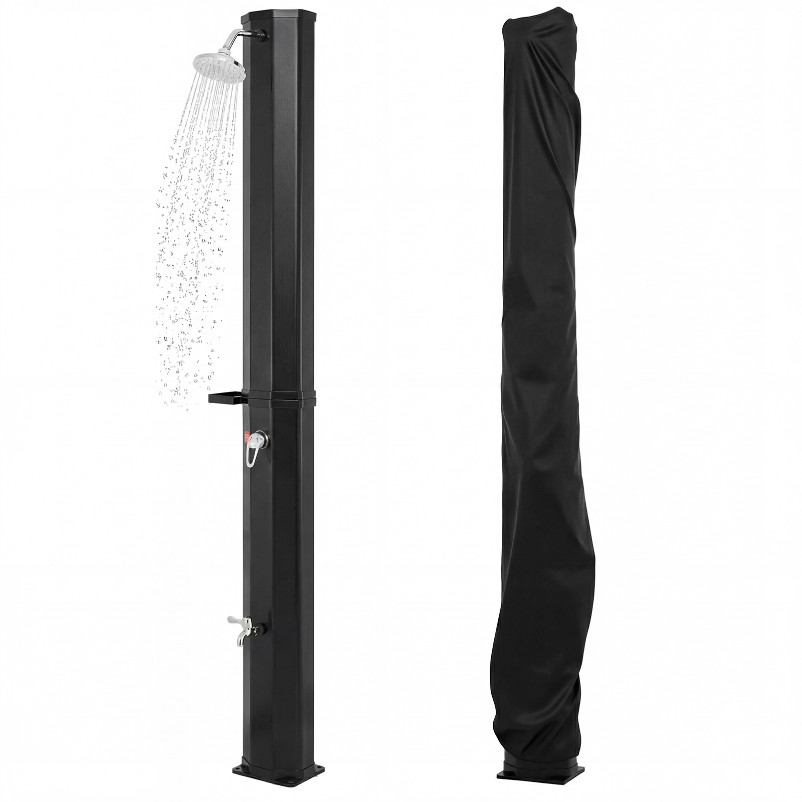 Costway Douche de Jardin Solaire avec Pommeau de Douche Robinet et Housse de Protection Température de l'Eau Réglable Jusqu'à 60° Noir