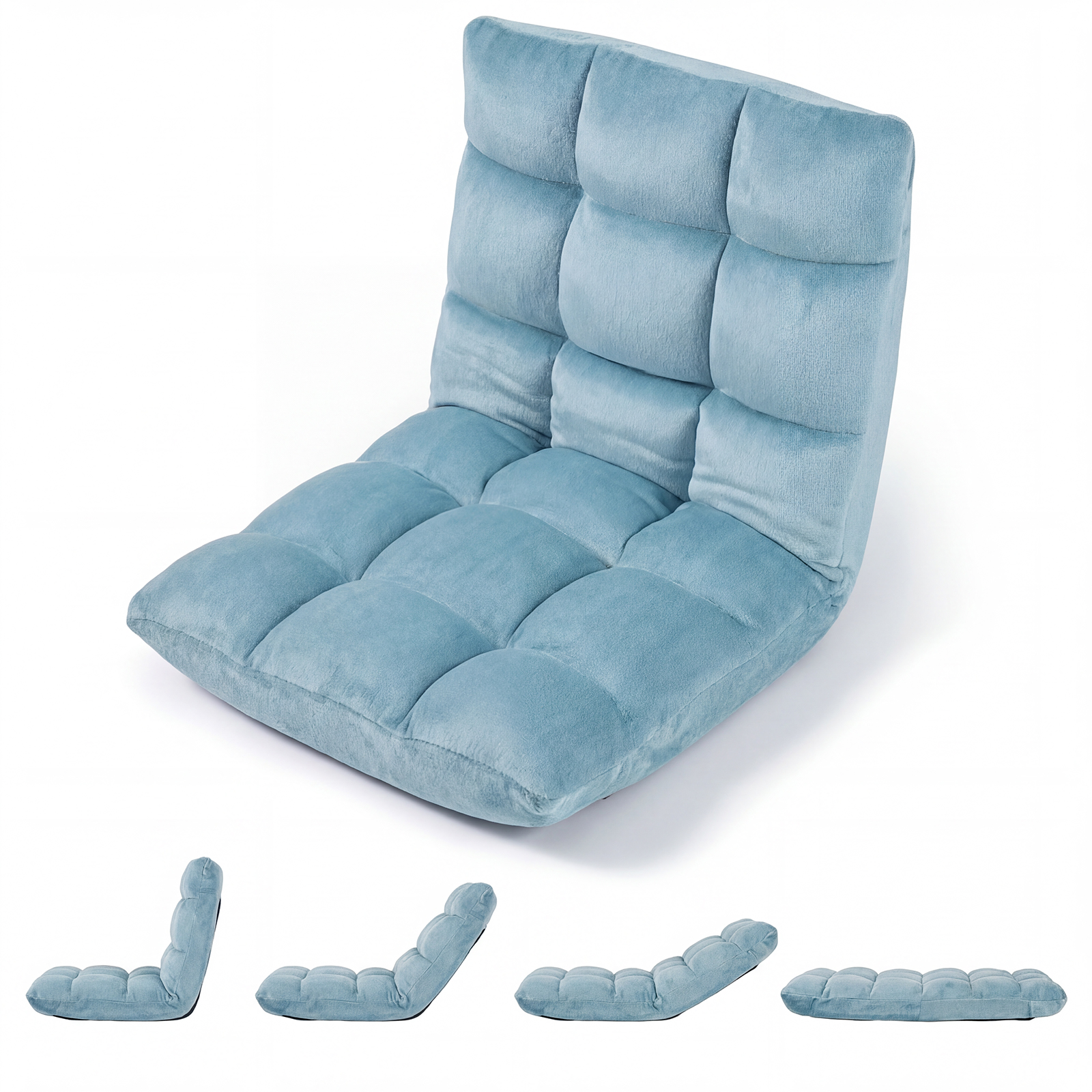Costway Fauteuil de Sol Pliable Paresseux Tatami avec Dossier Réglable 14 Positions Mousse Haute Densité Cadre Métal Patins Antidérapants Vert