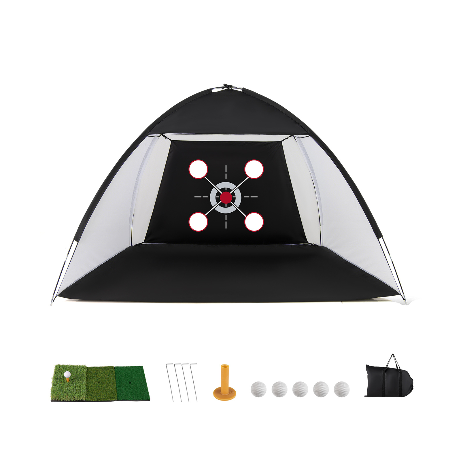 Costway Filet de Golf 3x2M avec Cible Multiples Filet d'Entraînement de Golf avec Tapis de Frappe Balles Tee Piquets& Sac Transport