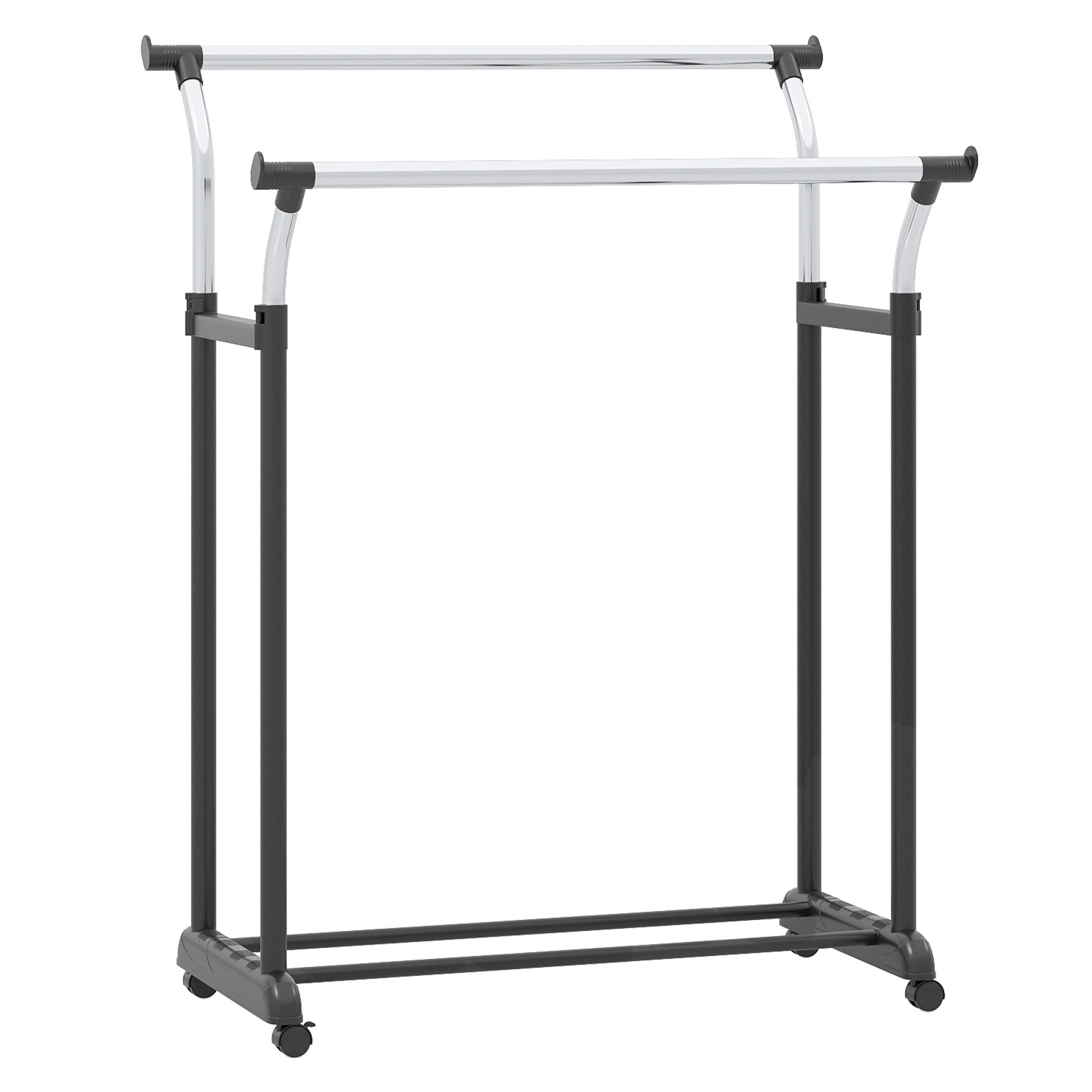Costway Porte-Vêtements Roulant à Double Tringle avec Hauteur Réglable Portant en Métal Robuste pour Suspendre les Vêtements avec Roulettes