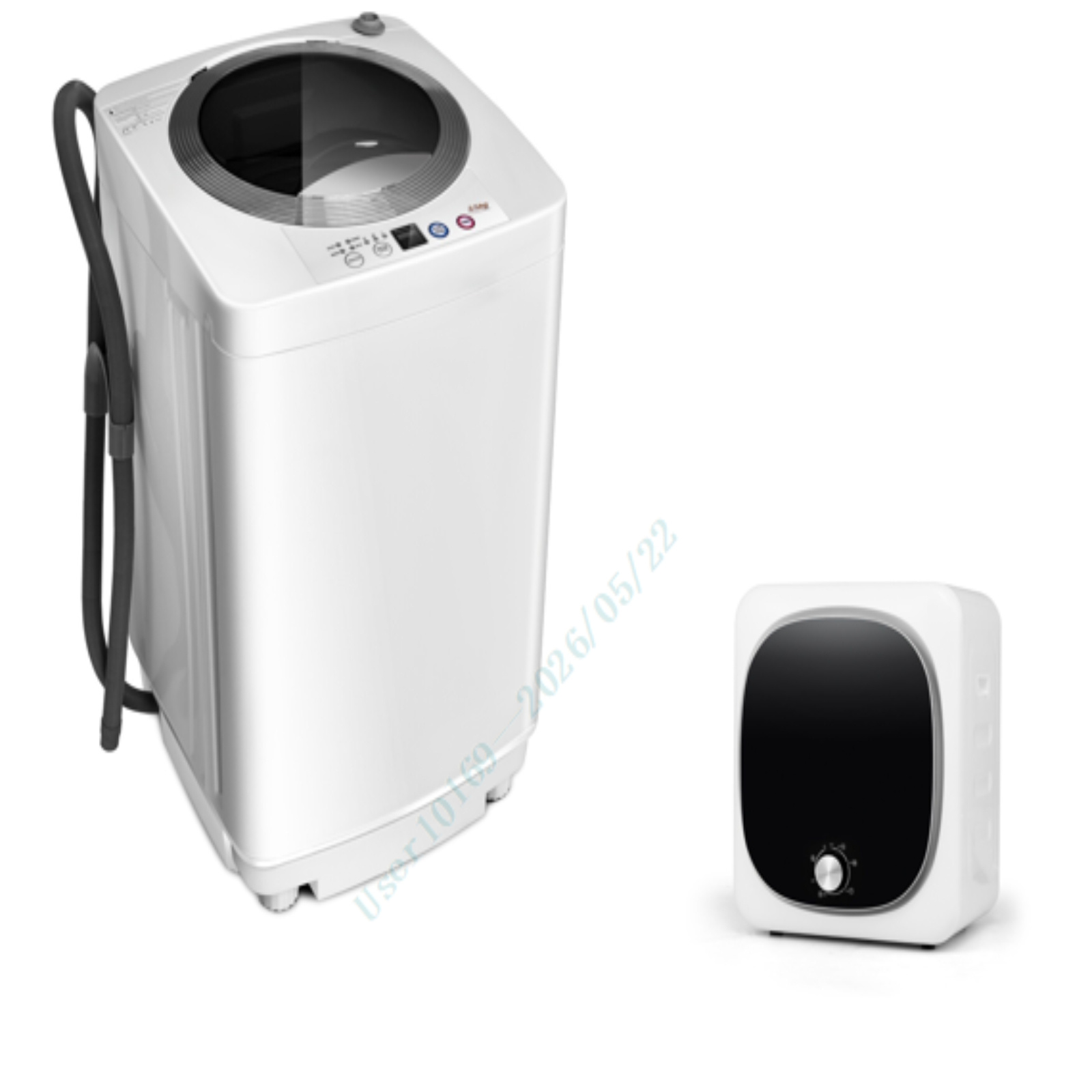 Costway Sèche-Linge Compact 2,5KG Sèche-Linge Portable 800W +Mini machine à laver 240 W automatique Capacité 3.5 Kg 43x43x75cm Blanc
