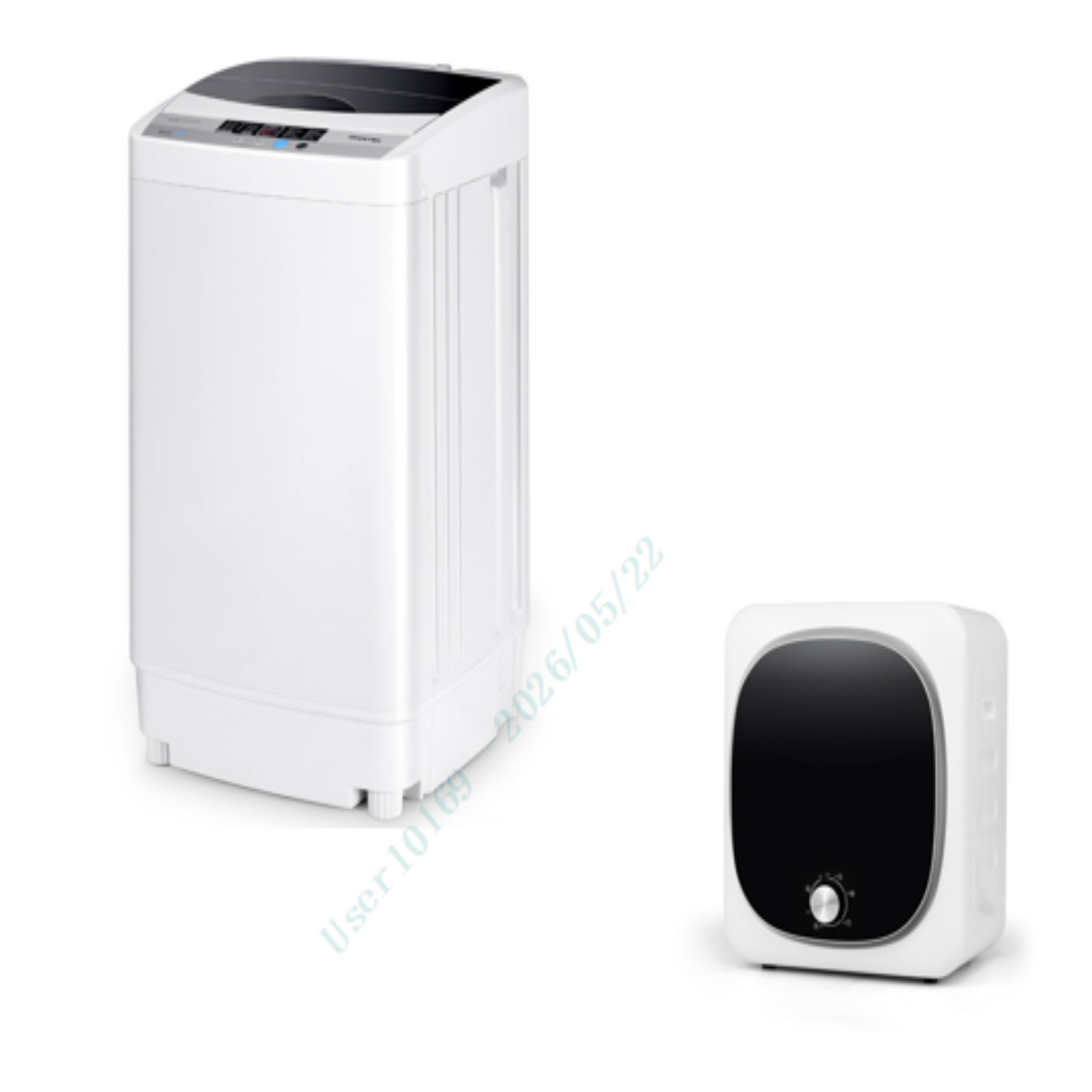 Costway Sèche-Linge Compact 2,5KG Sèche-Linge Portable 800W+Lave-Linges Machine à Laver Automatique Capacité de Lavage 4,5 KG 50 x 50 x 85 CM Gris