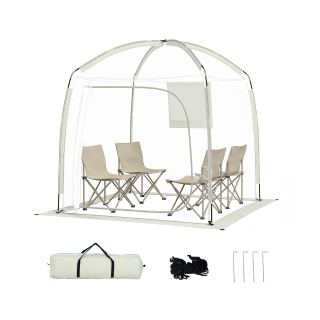 Costway Tente Bulle Transparente 215 x 215 cm pour 2-4 Personnes Tente de Sport Pop Up Imperméable avec Piquets de Terre Sac de Transport
