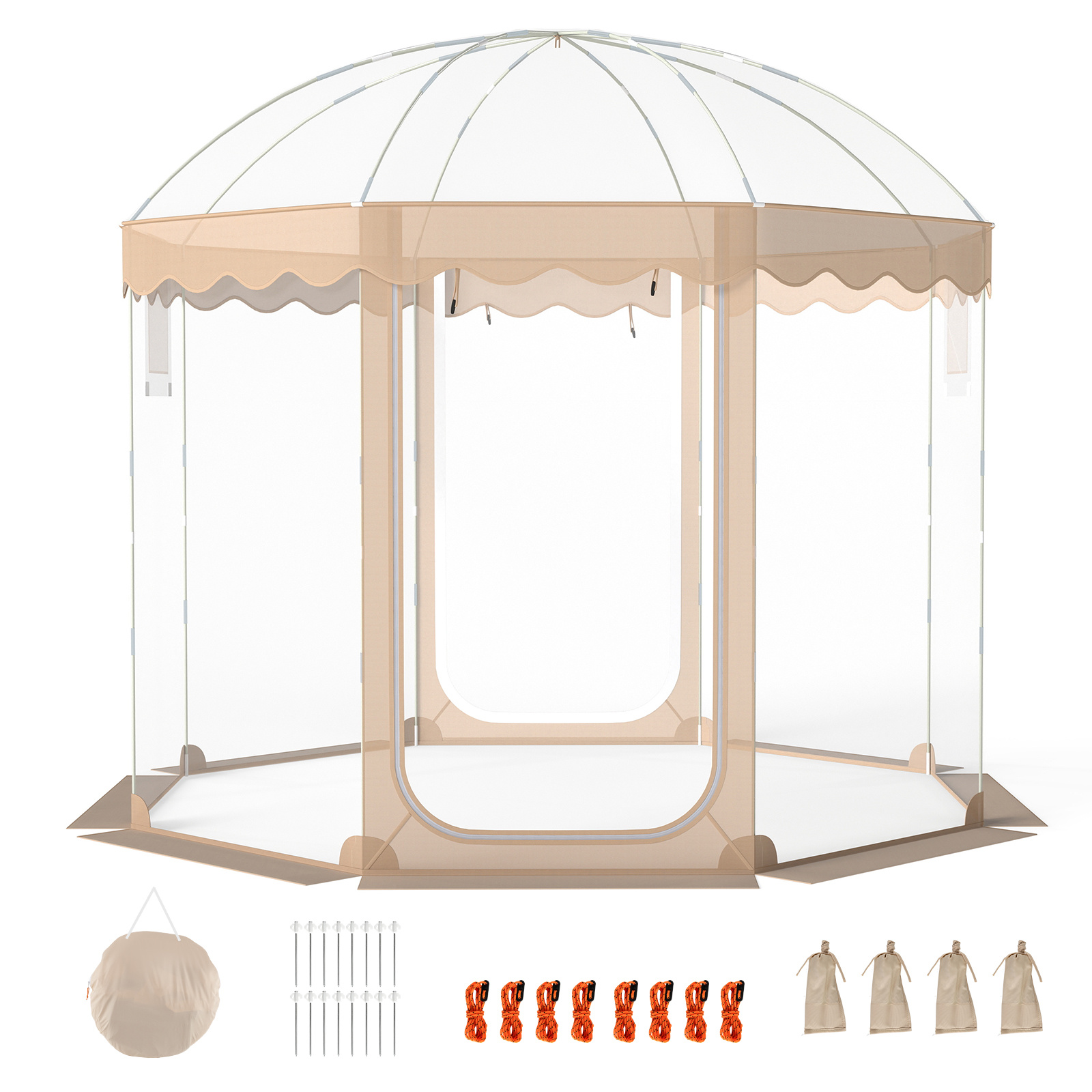 Costway Tente Bulle pour 8-10 Personnes Dôme Transparent avec Vue Claire à 540° Fenêtre et Porte Tente Pop-up Portable avec Sac de Transport