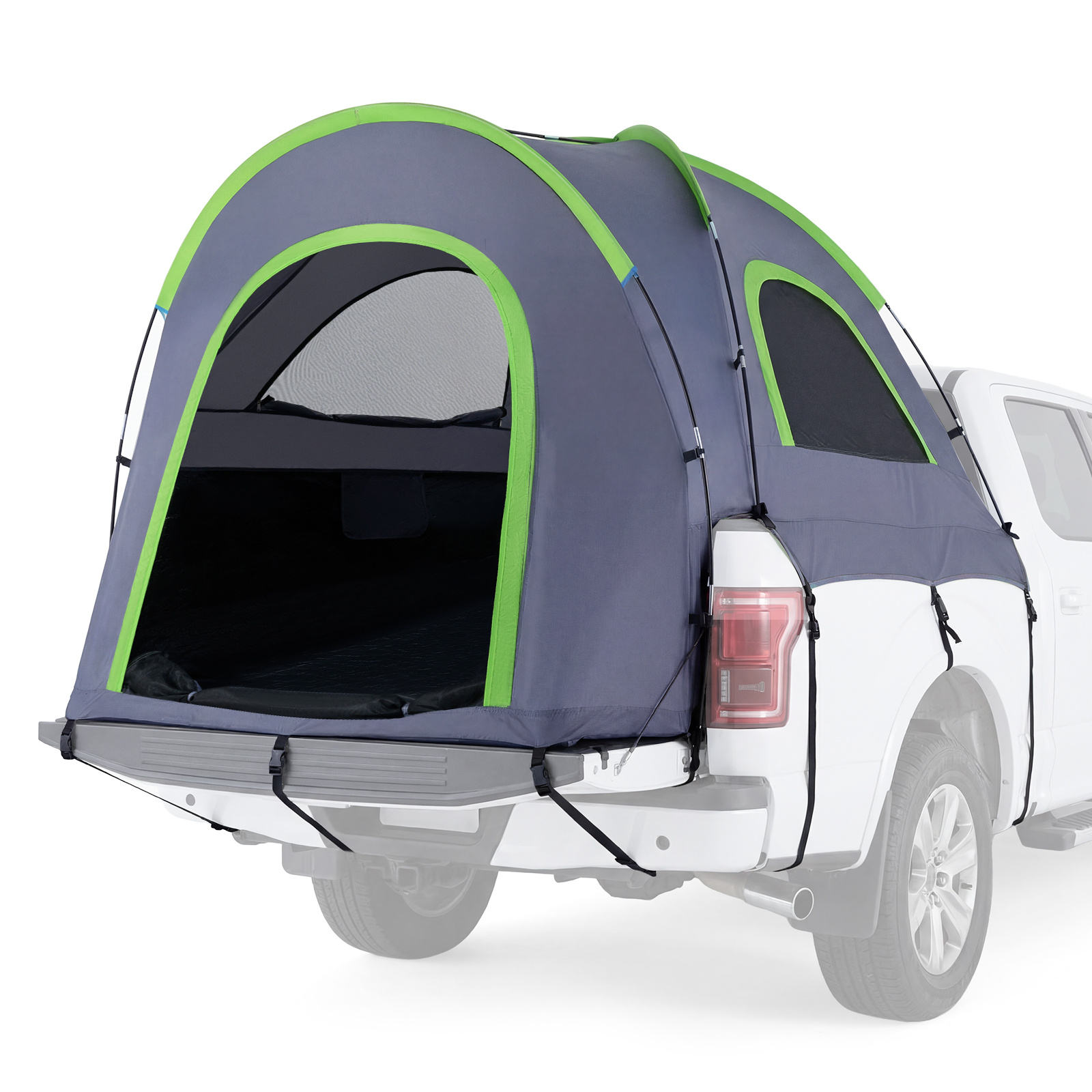 Costway Tente de Camionnette 168-177 CM Tente Imperméable pour 4 Personnes avec Double-toile Amovible Fenêtres Ventilées et Sac de Rangement Vert