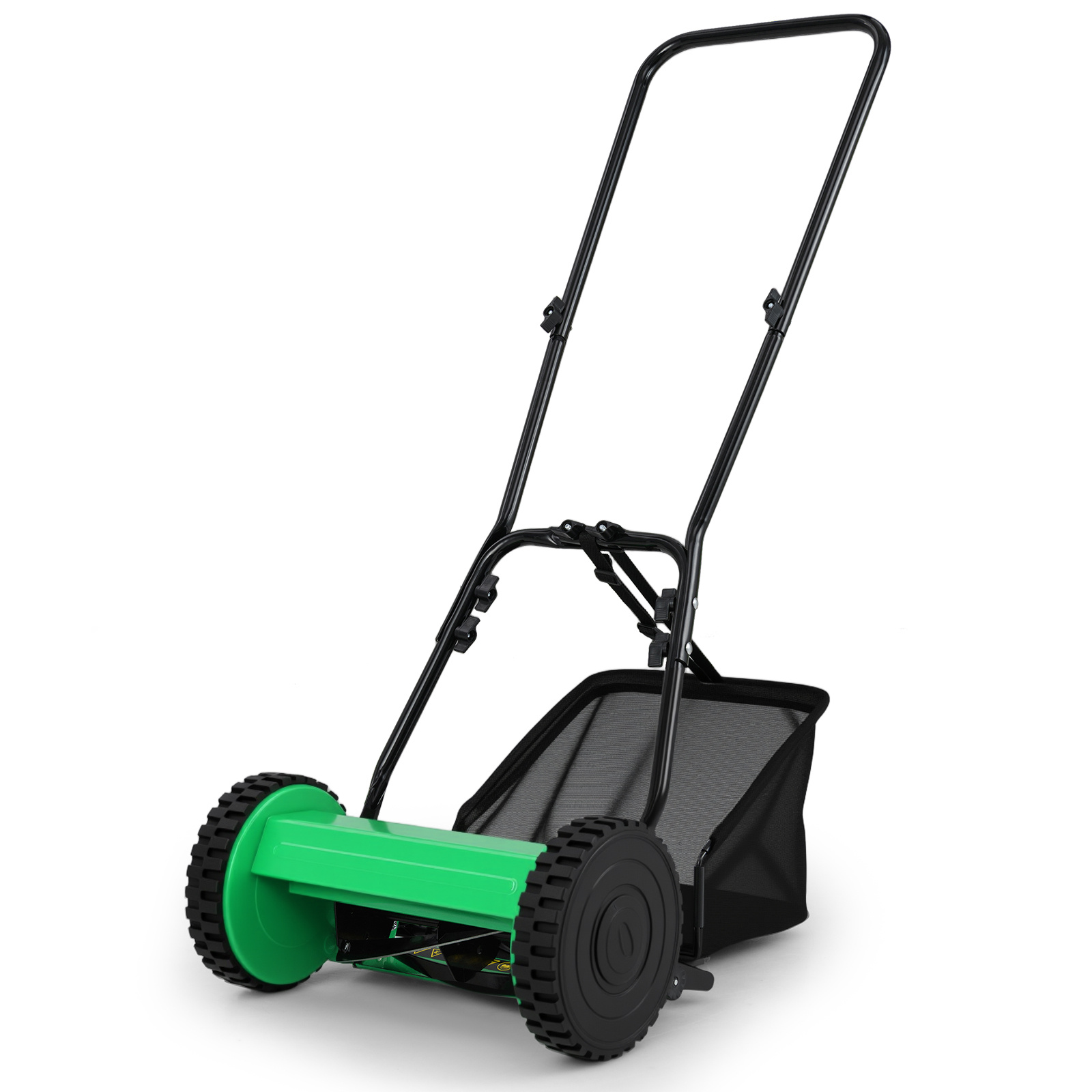 Costway Tondeuse à Gazon Manuelle avec Largeur de Coupe de 30 cm Hauteurs de Coupe Réglables de 15 à 40 Mm Bac de Ramassage de 18,5L Vert