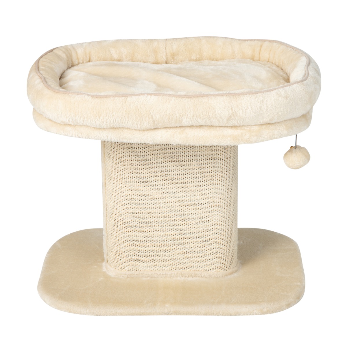 Costway Arbre à Chat en Forme de Tour avec Lit Grand Perchoir en Peluche Tour à Gratter en Sisal pour Chaton Balle Interactive Beige