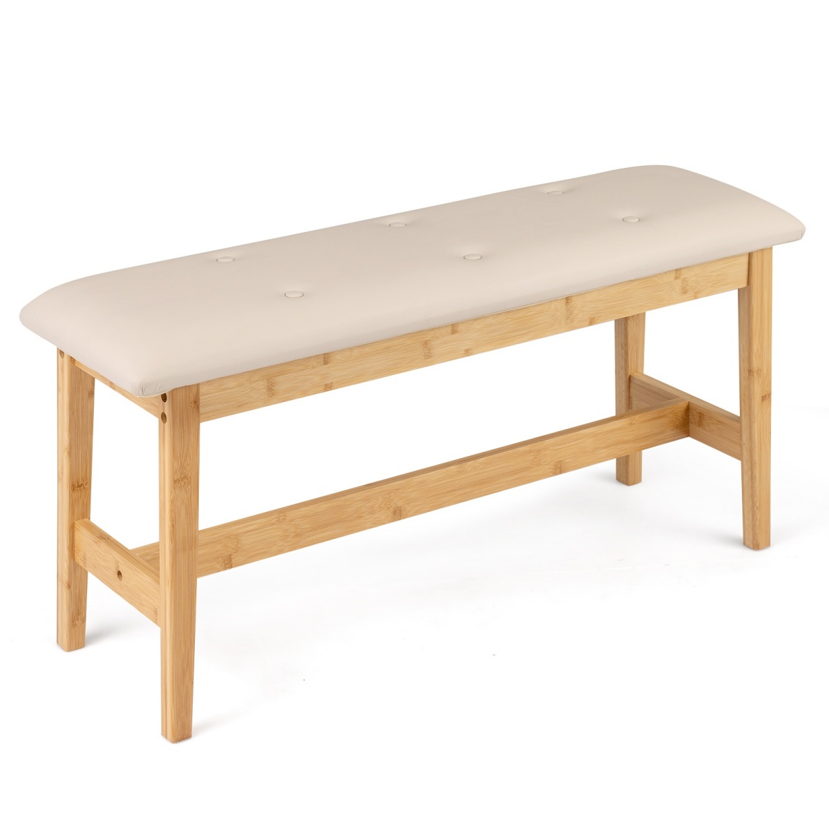 Costway Banc Rembourré de 100 cm Banc de Bout de Lit Capitonné avec Assise Rembourrée Cuir Artificiel Lisse et Mousse Élastique Naturel