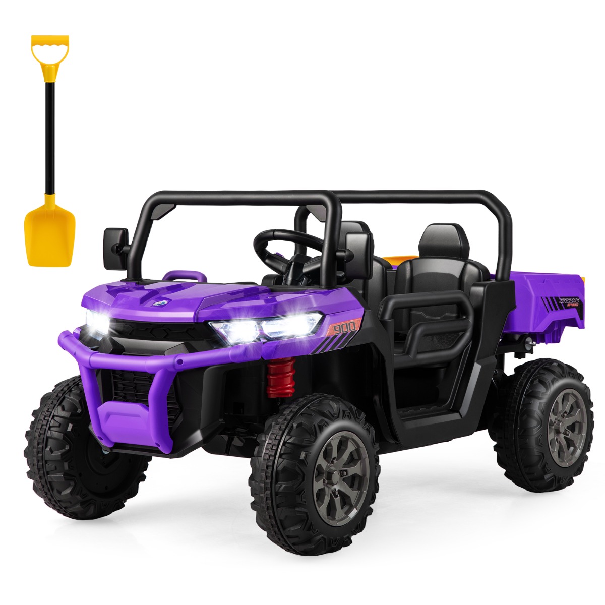 Costway Voiture Électrique 2 Places Enfant 12V 2 Moteurs avec Télécommande 2,4 G 3-8 KM/H Charge 50KG 3-8 Ans Violet