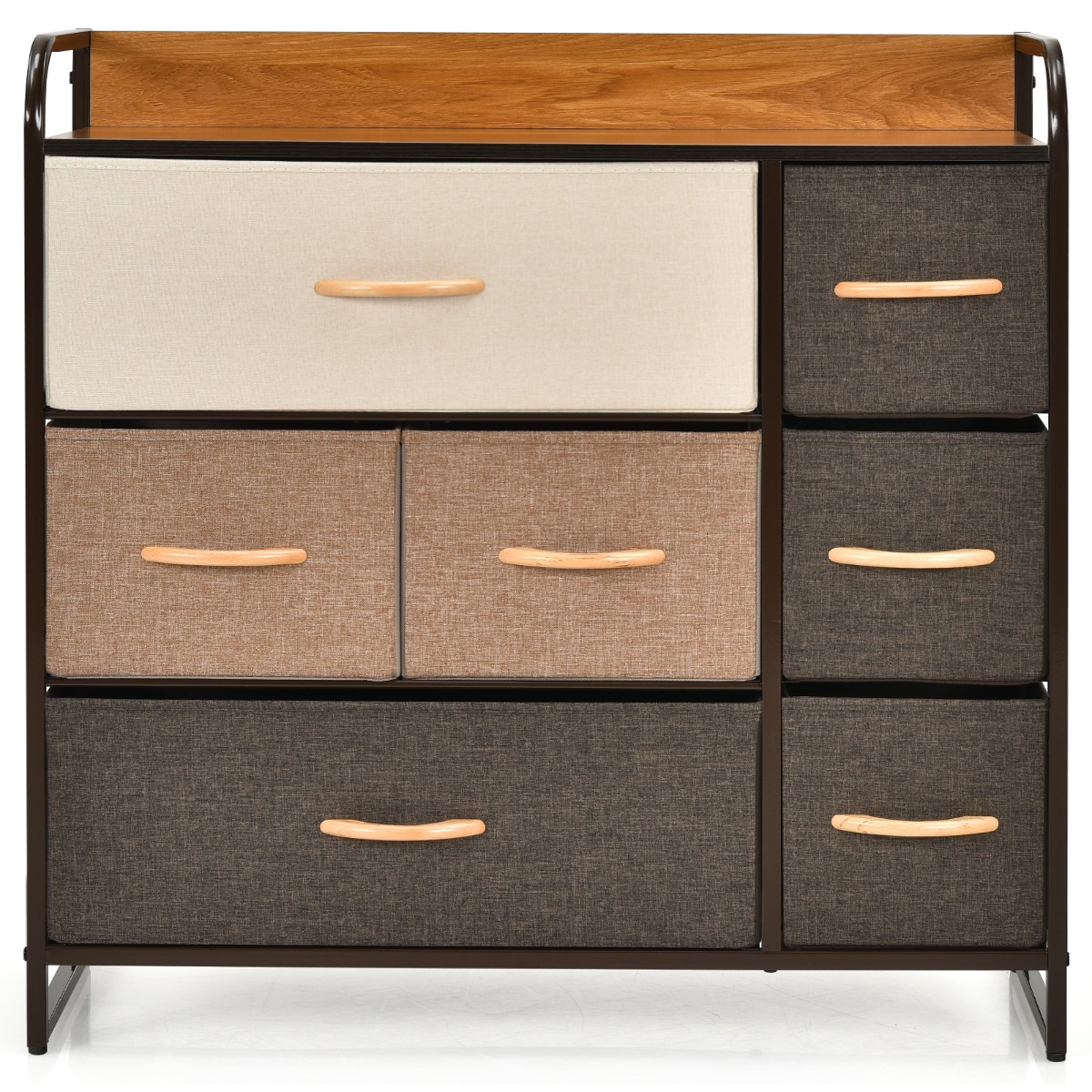 Costway Commode à 7 Tiroirs en Tissu Meuble de Rangement 80 x 29 x 79 cm (L x l x H ) Structure en Acier Robuste