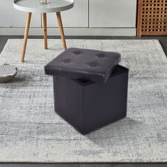 Tabouret de Cube Pouf Pliable Banc Coffre Rangement Boîte de Rangement Conservation Noir
