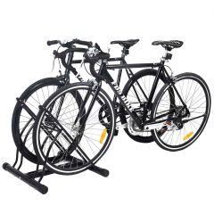 Râtelier pour 2 vélos Porte-vélo autoporté Mur Rack Stockage Verrouillage Support à vélo pour Garage 60 x 53 x 56 cm Noir