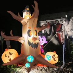 Costway Arbre Mort Gonflable d'halloween de 180 cm avec Citrouilles Vampire Hibou et Champignons