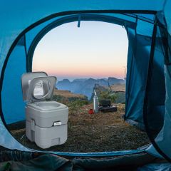 Costway Toilette Portable avec Réservoir de 20 L Amovible et Poignée Ergonomique Toilettes de Camping Gris