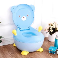 Costway Pot de Bébé Siège de Toilettes pour Bébé Enfant avec Couvercle Anti-odeur en Forme d’Ours Bleu