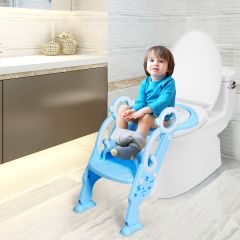 Siège de Toilette pour Enfants Pliable et Hauteur Réglable en PP&PVC Convient aux Enfants 1-8 Ans Bleu