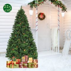 Costway Sapin de Noël Artificiel avec Lumières LED et Pied en Métal Matériau PVC et PE 225cm
