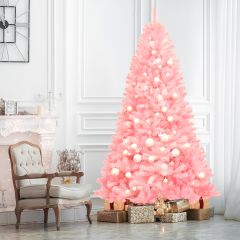 Costway Sapin de Noël Artificiel 228 cm Couleur Fleur de Cerisier en PVC avec Support en Métal Pliable 1258 Pointes de Branches