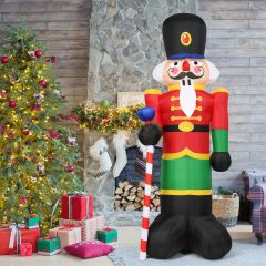 Costway Soldat Casse-Noisette de Noël Gonflable 2,4M avec 3 Lumières Ventilateur et Sac de Sable Inclus