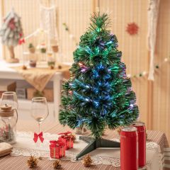 Costway Mini Arbre de Noël en Fibre Optique de 60 cm avec Lumineux à Brancher pour Maison/Fenêtre/Cheminée Matériau Nouveau PVC