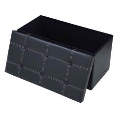 Costway Tabouret de Cube Pouf Pliable Banc Coffre Rangement Boîte de Rangement Grand Cacité de Stockage Noir 