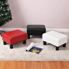 Costway Pouf Assis Cube Repose-Pieds Tabouret Repose-Pieds Cube Siège PU avec Pieds 40*30*24 cm-Noir  