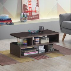 Costway Table Basse avec 3 Etagères de Rangement de Style Moderne Couleur Marron 80 × 40 ×36 CM Marron