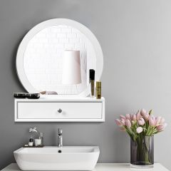 Miroir de Maquillage sur Coiffeuse Miroir de Courtoisie avec 2 Tiroirs Amovible Blanc