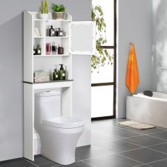 Meuble Dessus Toilette Armoire de Salle de Bains avec Etagère de Rangement Polyvalent Blanc