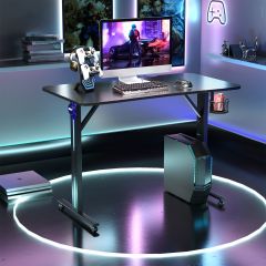 Costway Bureau Gamer Table Gaming pour PC Informatique avec LED Support de Manette et Porte-Gobelet