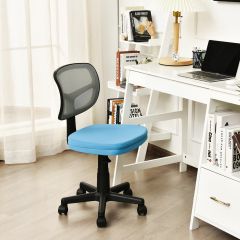 Chaise de Bureau à Roulettes sans Accoudoirs Hauteur Réglable Support en Y avec Housse Amovible Bleu