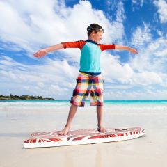 Costway Bodyboard 93 CM Planche de Surf Légère avec Noyau Pont Fond Lisse et Leash Poignet pour Enfants Adolescents et Adultes