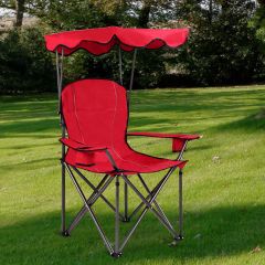 Chaise de Camping Pliante en PVC Rembourré Capacité 120 KG avec Cadre en Acier de Haute Qualité Rouge 
