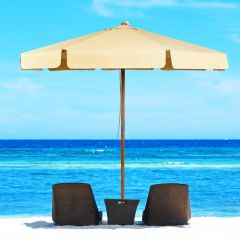 Costway Parasol Inclinable Ø300CM avec Manivelle Anti-UV Protection Solaire Toile Polyester Imperméable Beige