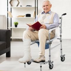 Costway Chaise Percée à Roulettes Seau Amovible Repose-pieds Pliable Charge 100KG pour Handicapés Personnes Agés