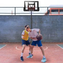 Costway Panier de Basket-Ball sur Pied 97x65x360cm Hauteur Réglable 3,05M à Roulettes Rempli Eau/Sable Filet en Nylon Jeune/Adulte