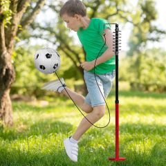 Costway Twistball Football Mains Libres pour Enfants avec Retour Poteau en Acier Pompe Manuelle et Piquets à Domicile ou sur Terrain