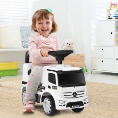 Costway Trotteur/Porteur pour Enfants Type de Mercedes Benz avec Espace de Rangement Sonore et Lumineux pour 12-36 Mois Blanc