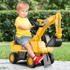 Tracteur pour Enfant Jouet Pelle avec Seau Rotatif Roues Anti-dérapantes Bouton Klaxon Stockage de Siège 25kg 1-3 Ans