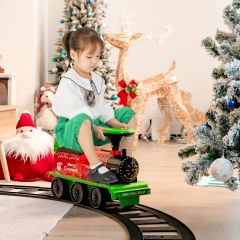 Costway Train Electrique pour Enfants -16 Accessoires de Rails Cadeau de Noël Pour Tout-petits 3+ ans Vert