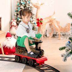 Costway Train Electrique pour Enfants -16 Accessoires de Rails Cadeau de Noël Pour Tout-petits 3+ ans Noir