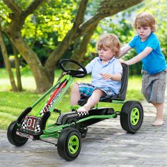 Costway Kart à Pédales pour Enfant  et Véhicule d’Enfants à l'Extérieur Jouet avec Siège Ajustable 4 Roules Vert