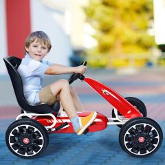 Costway Kart à Pédales d’Extérieur pour Enfants avec Siège Réglable avec Pneus Diamètre de 30cm Rouge