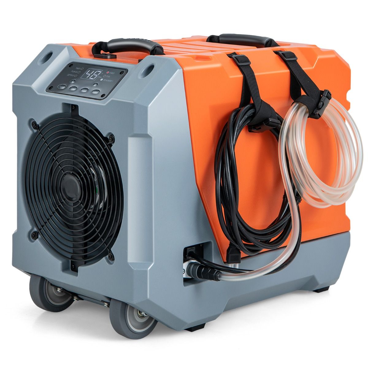 Déshumidificateur professionnel orange et gris Costway 85 litres référence 89203461 avec pompe et tuyau