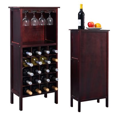 Étagère à vin Casier à vin 24 bouteilles Range bouteille avec 6 supports de  verres à pied, 80 x 41 x 90.5 cm, Bordeaux - Costway